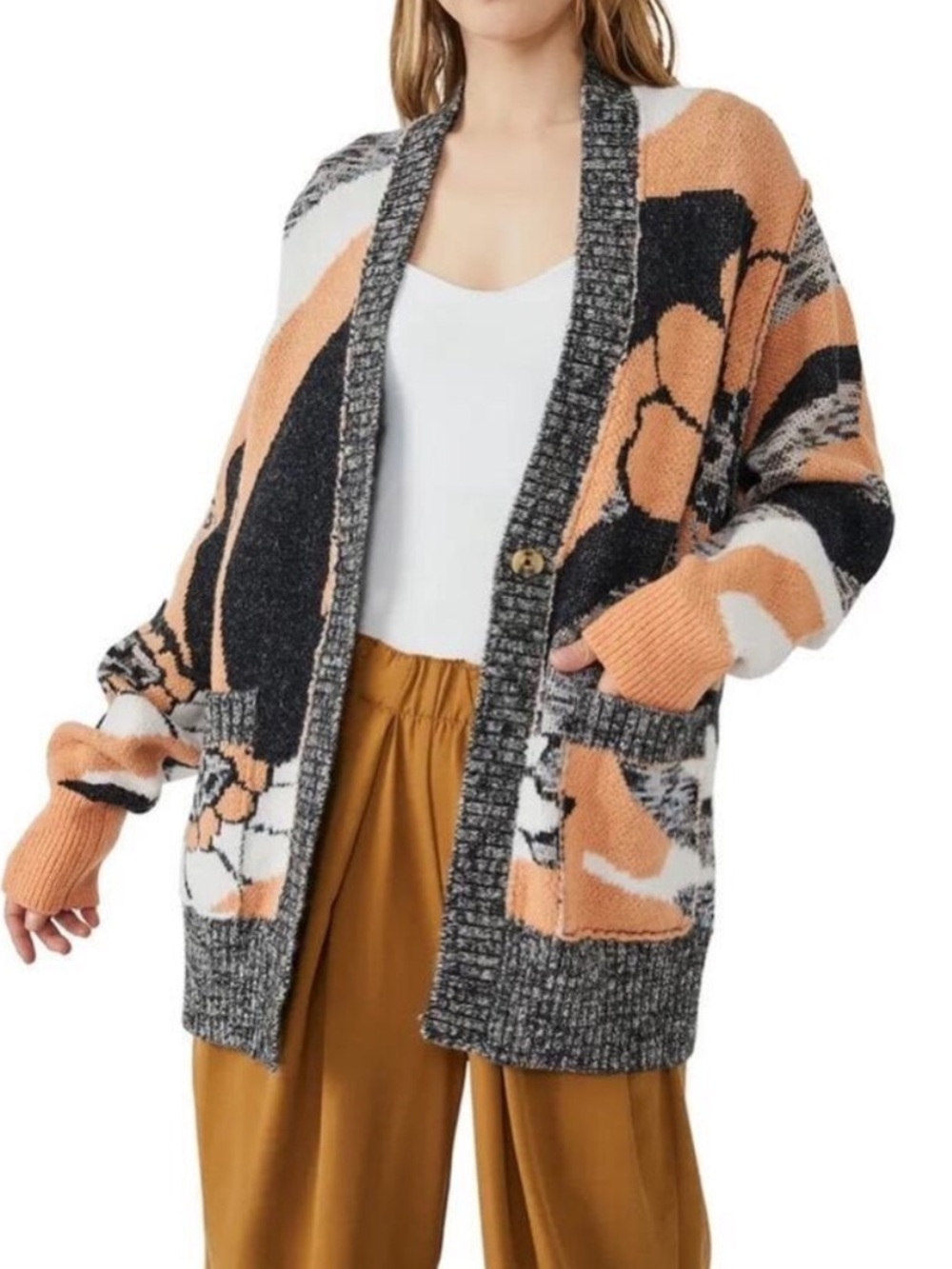 Free People August Cardigan in Peach Petal Sz Large